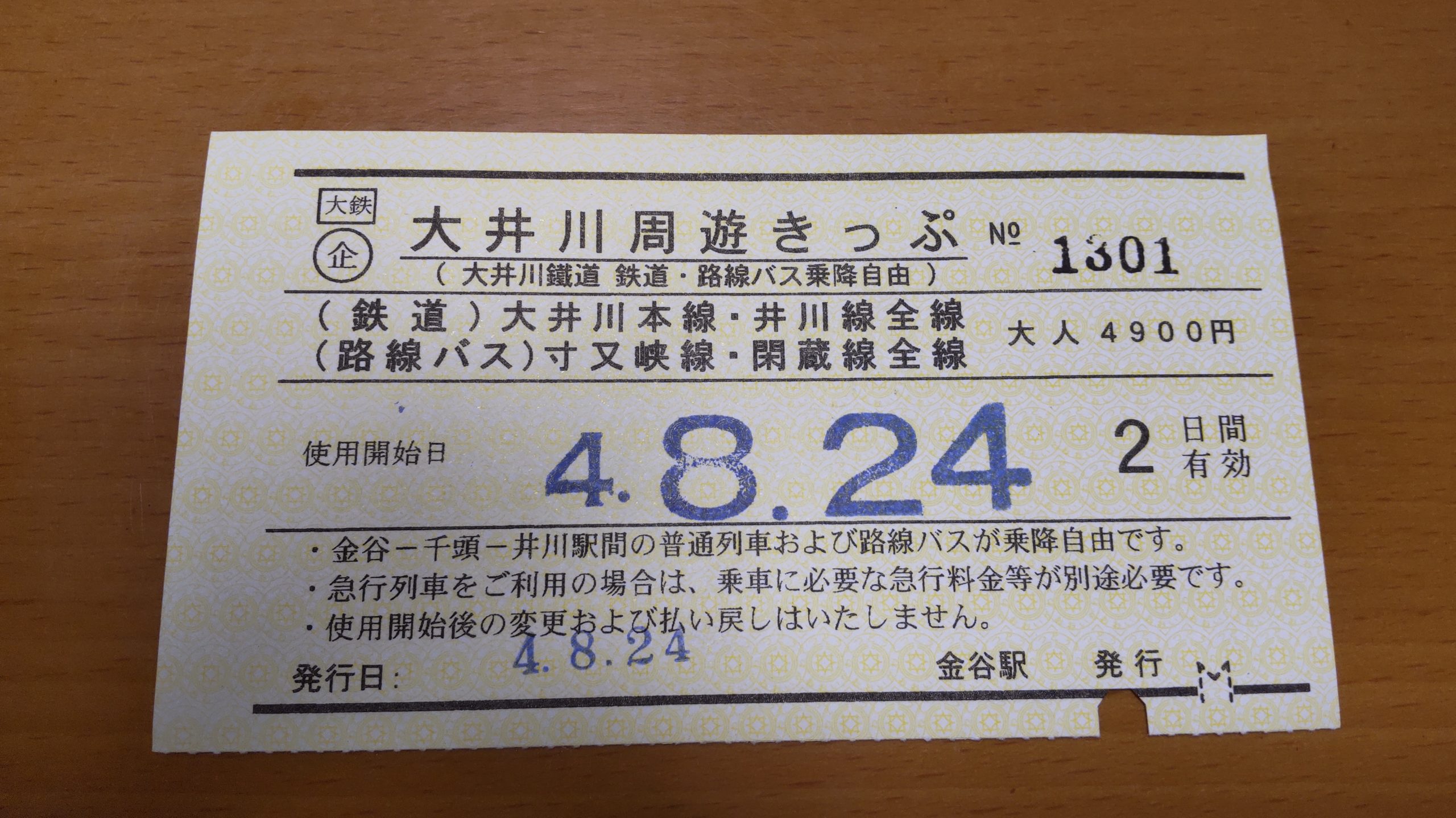 ちょっとお高い？フリー切符です。